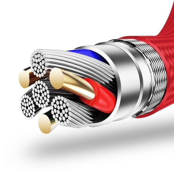Multi USB-kabel, GIANAC 3 i 1 ladekabel nylon multippel rød KLB
