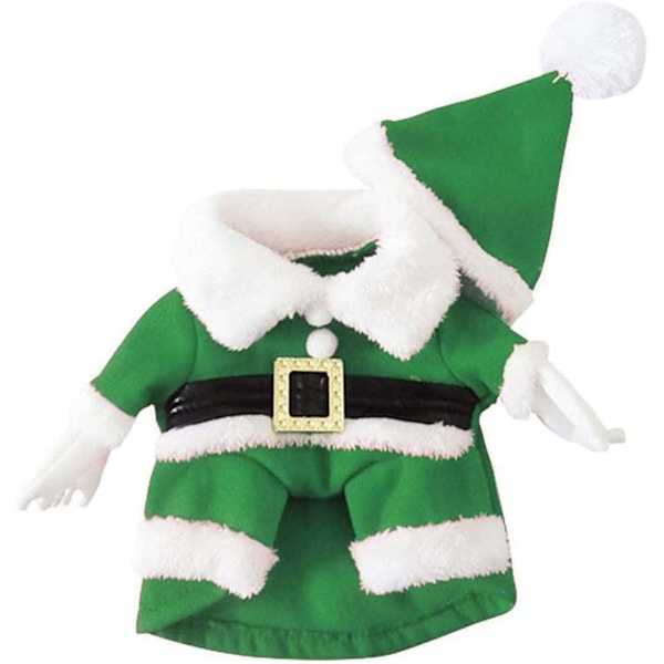 Husdjurs juldräkter Hunddräkt med kappa Jultomten dräkt Hundtröjor Katt juldräkter Vinter varm festdräkt(Grön,M)
