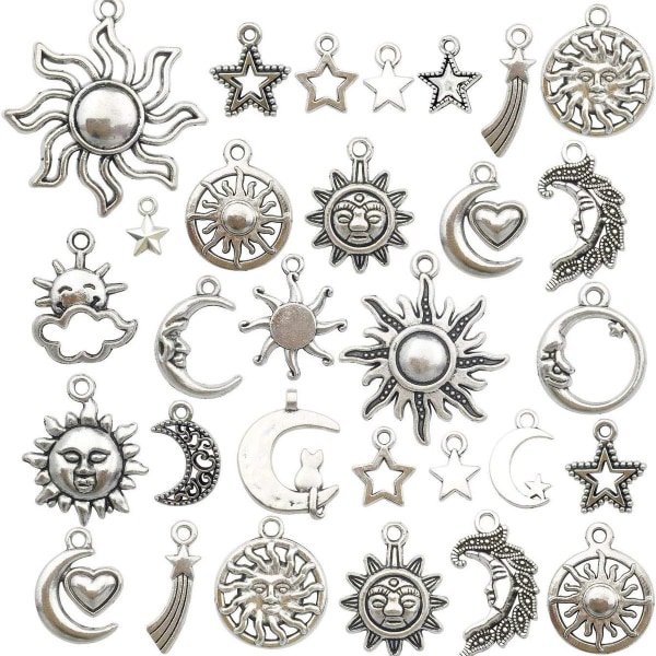 70 stykker) håndværksartikler, blandet vedhæng af sol, måne og stjerne i antik stavelse KLB