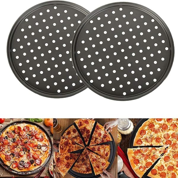 Pizzafat, pizzasæt 2 stk, non-stick pizzabakeplate med
