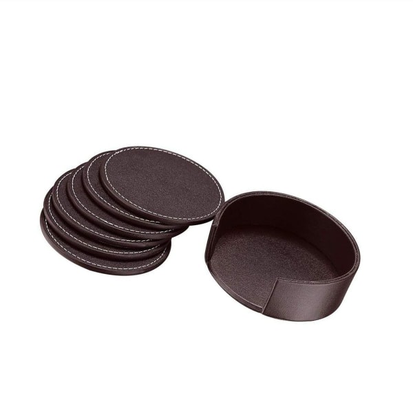 Drink Coasters Leather Coasters with Holder Set of 6 Protect Furniture KLB