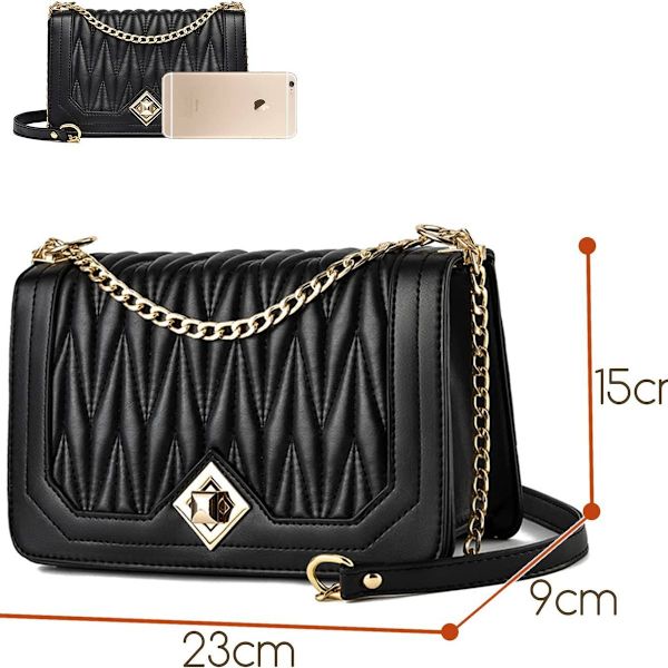 Dam axelväska, liten kedjeaxelremsväska crossbody väska, lingge