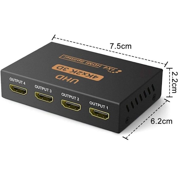 HDMI-splitter 1 in 4 ut, en minut fyra rader 4k högupplöst bildskärm
