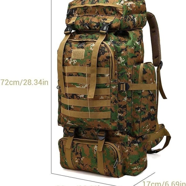 Stor 80L tursekk Military Army Backpack Vanntette taktiske ryggsekker