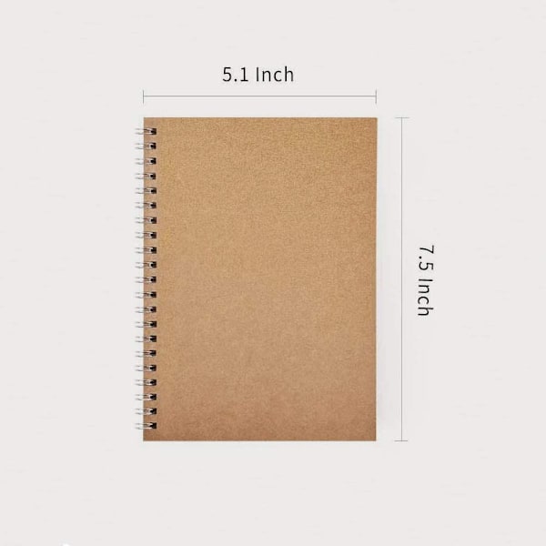 Noteblok A5 spiralbundet notesbog blank skitseblok kraftpapir 2 stk