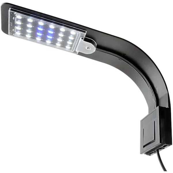 Svart skall LED akvarielyslampe klips, ultratynn akvarielampe med lys, 24 LED akvarielys hvitt lys