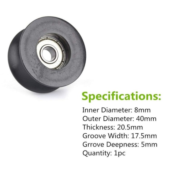 2 kpl U-urapulley nylon ohjausrullalaakeri U-ura rullapyörä 8