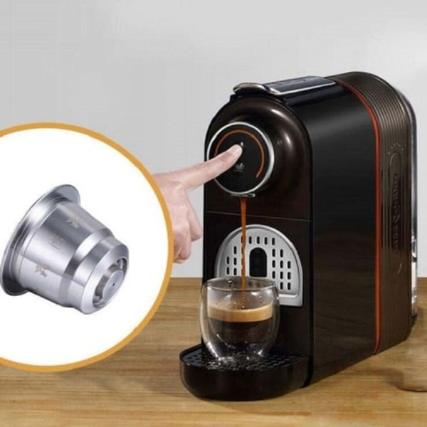Återanvändbara kaffekapslar i rostfritt stål, påfyllningsbart kaffefilter (silver)
