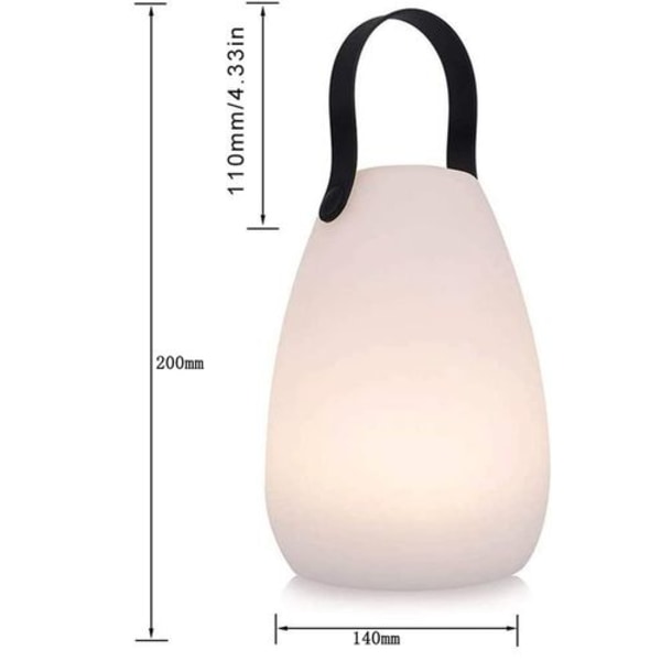 Bärbar utomhuslampa med flera färger, LED-bordslampa, uppladdningsbar, vattentät