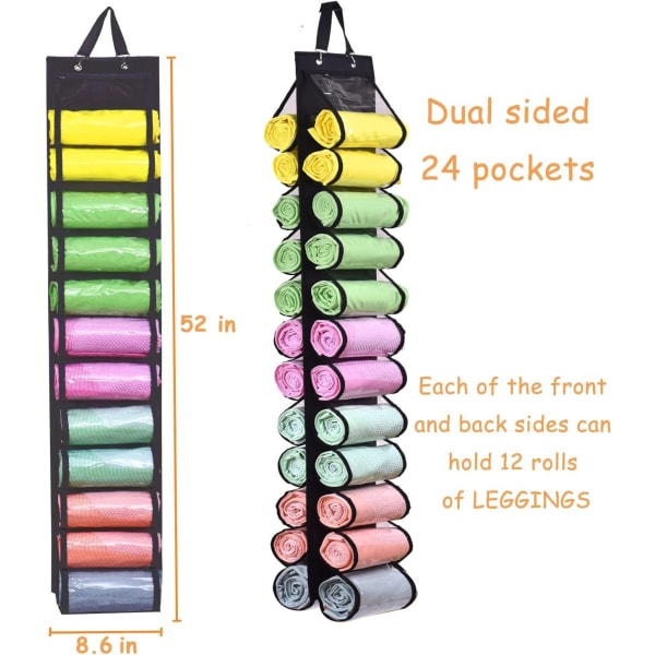 1 Pack Storage Bag Hanger Holds 24 Leggings or Shirts,Jeans Storage Compartment,Foldable Leggings Organizer,Clothes,Portable Closets,P