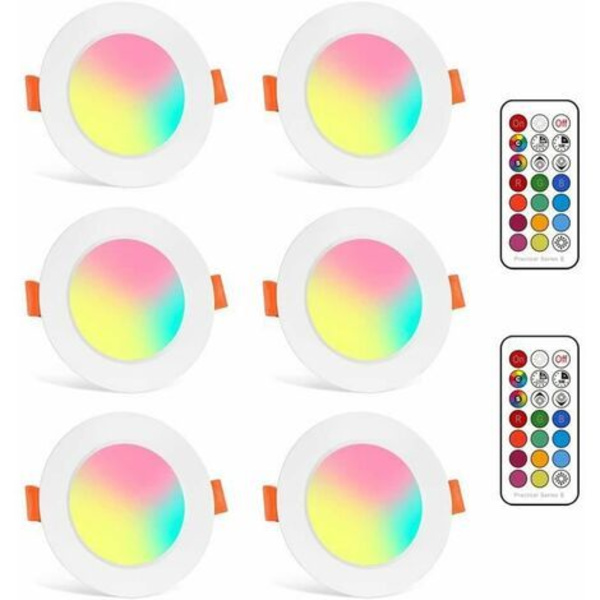 LED Downlights Fargeskiftende Lampe Varm Hvit 2700K Dagslys Innfelt Taklampe 5W(6PCS)Stue Soverom