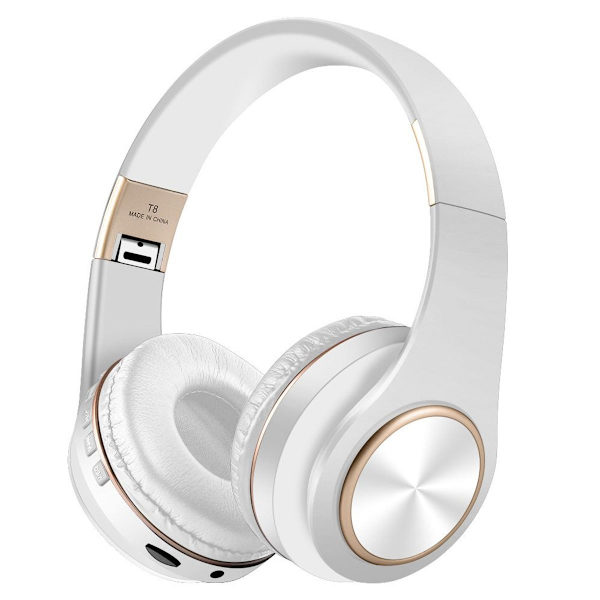 Bluetooth-kuulokkeet, langattomat taitettavat stereokuulokkeet, valkoinen