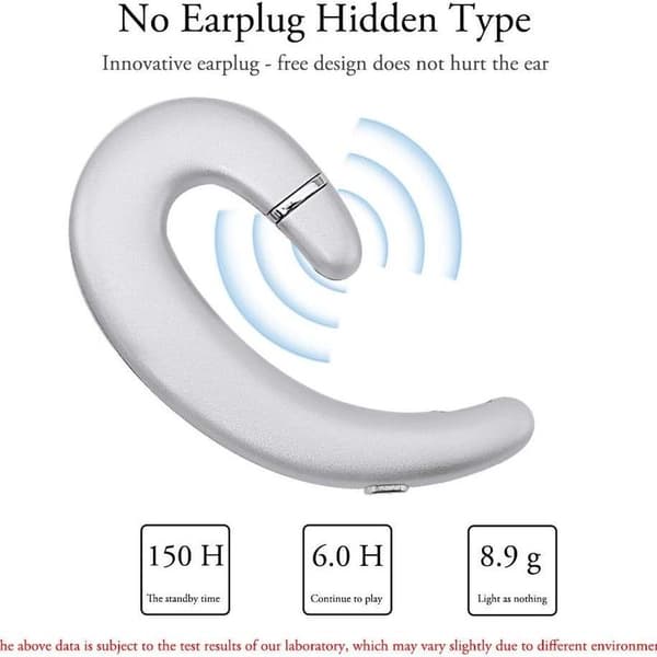 Trådløse Bluetooth-hovedtelefoner med ørekrog, headset uden ørepropper sølv