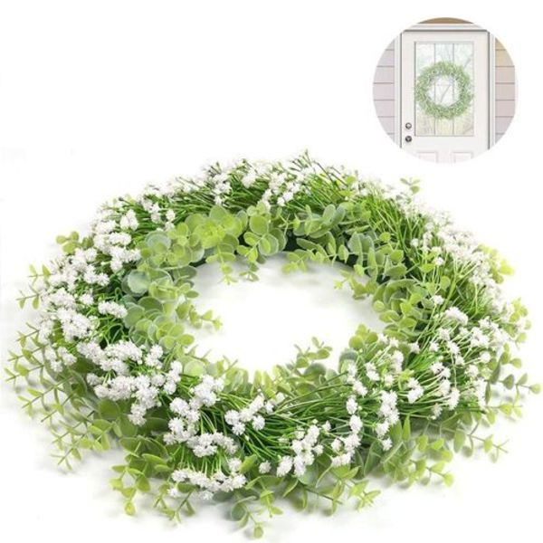 Gypsophila Krans Vit Konstgjord Krans Dekoration 40cm Dörrkrans Blommor Vår
