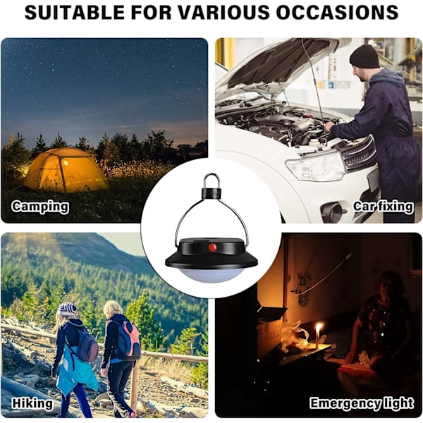 Campinglampa, Uppladdningsbar Bärbar LED Camping Lykta för Camping, Äventyr, Fiske, Nödläge, Utomhusbelysning för Barn