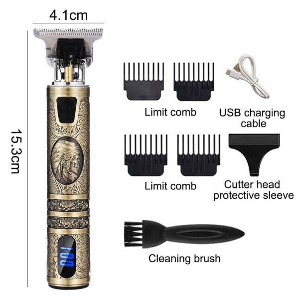 Ladattava miesten sähköinen hiusleikkuri LCD-näytöllä - tyyli 6 KLB