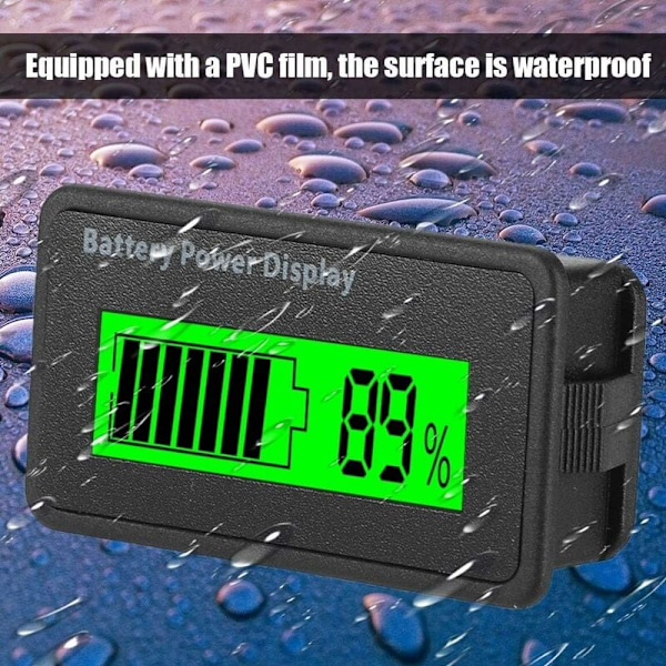 Universal Batterikapacitetsindikator Batteriströmdisplay Testare Voltmeter 12-48V(Grön) KLB
