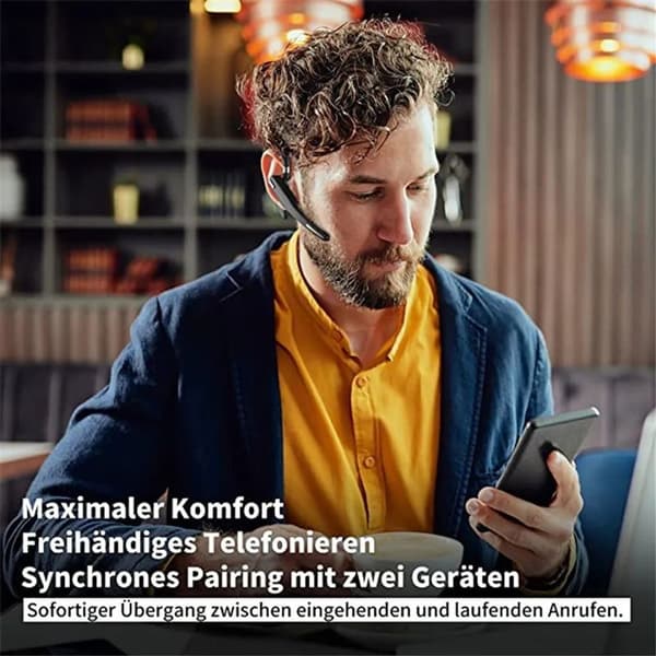 Headset med mikrofon Bluetooth, 2,4 GHz hodetelefoner trådløse med ladeboks LED