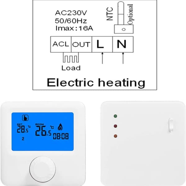Trådlös värmetermostat, digital RF LCD temperaturregulator för väggmonterade pannor