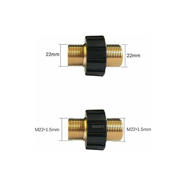 Letkun pikaliitin, kaksoisurospuolinen M22 x 1,5 painepesurin sovitin, yhteensopiva Karcher-, Karcher HD- ja HDs-painepesurin letkun kanssa (halkaisija 14 mm) KLB