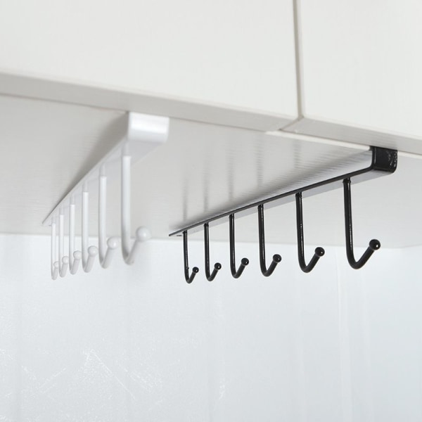 Storage Hooks for Cups,Wine Glass,Kitchen Utensils,Belts and Scarf,Under Cabinet Hanging Hook No Drilling White