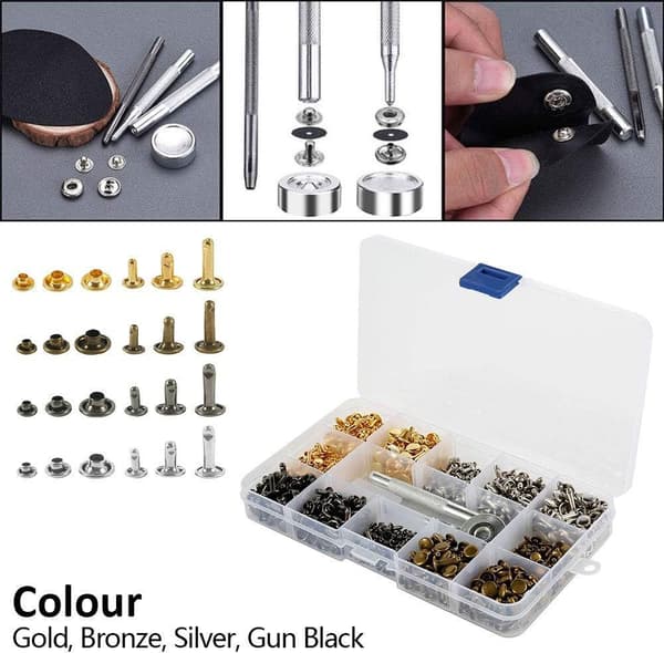 360 stycken kapselnit, 4 färger metallnit set fixering