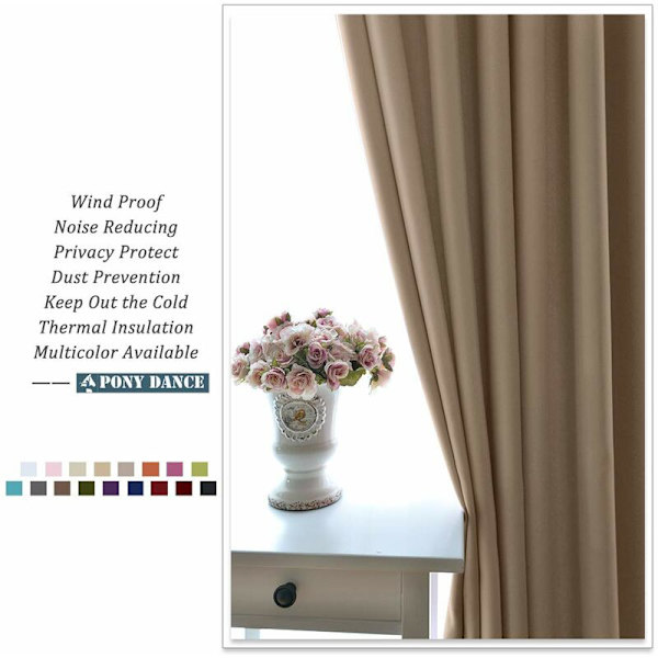 Termiske mørkleggingsgardiner, Taupe stuegardin med hemper Isolerende gardiner Anti-kulde Lang blokk for bedre søvn, 2x L 132 XH 160 cm, Taupe KLB