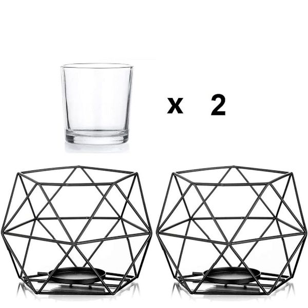 Tealight-hållare ljusstake metall - set om 2 geometriska tealights KLB
