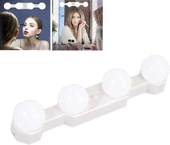 Stykke makeup lys, spejl lys, makeup lys, lysstyrke justerbar, USB/batt