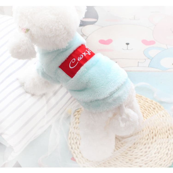 Hunde trøje til små hunde, varm hundetrøje til chihuahua, sødt hvalpe fleece stof vinter varmt tøj til små og mellemstore hunde M, blå