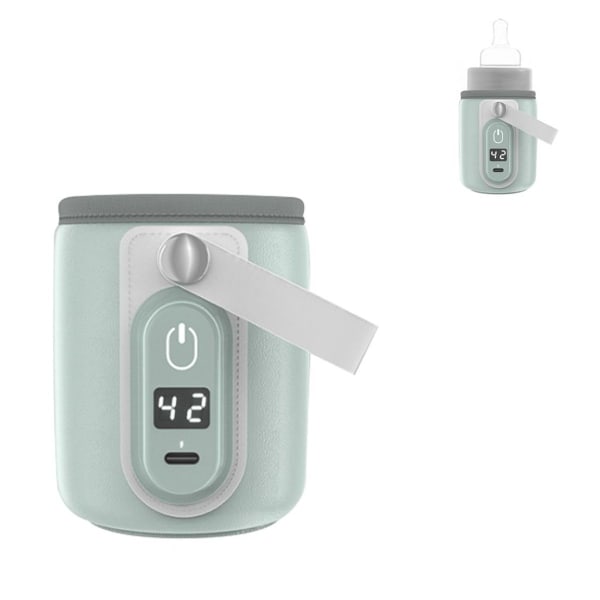 Bærbar USB baby brystmælk flaskevarmer, høj grøn KLB