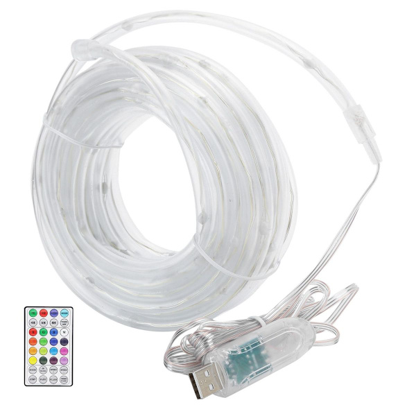 10m RGB LED-remslampa Vattentät USB-fjärrkontroll Färgglad KLB