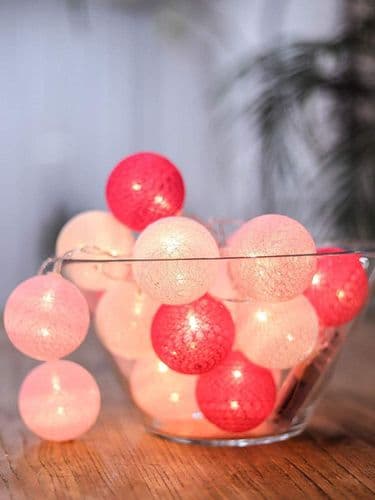 Bomullsboll ljusslinga -rosa 1st