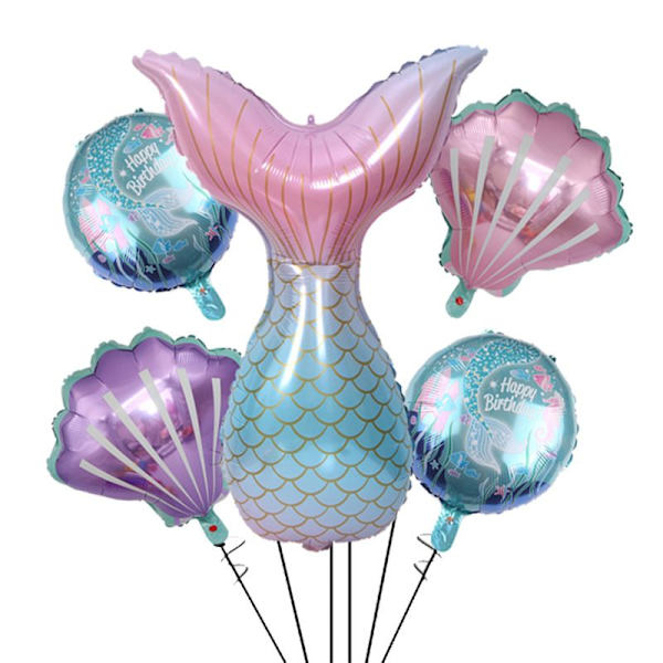 5 stk folie ballonger sett havfrue sjø tema bursdagsfest dekorasjon folie ballong skjell helium ballong havfrue hale helium ballong fisk hale ballong