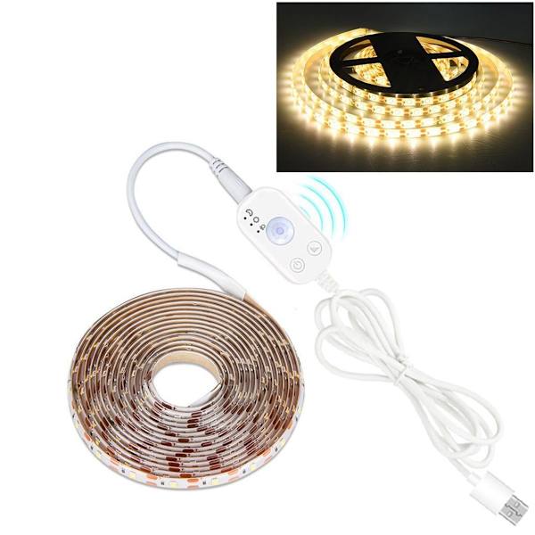 5 m LED-remsa PIR rörelsesensor dimbar USB-ljusremsa skåpbelysning, KLB