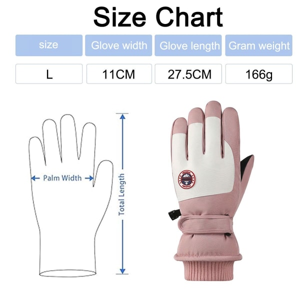 Vattentäta vinterhandskar för kvinnor, varma snöhandskar för pojkar och flickor, rosa, KLB