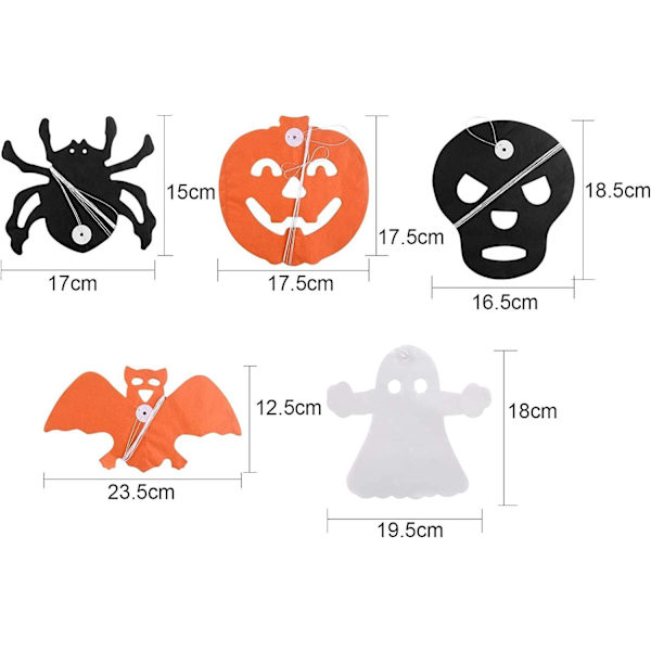 Halloween-koristeet, Halloween-koristeviiri, kurpitsakoristeet, Halloween-koristepaperiviiri, aavekurpitsa lepakko kallo aavepää, hämähäkki