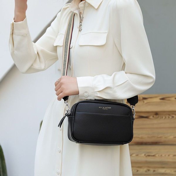 Tasker med bred skulderrem skuldertaske dame lille læder crossbody taske dame