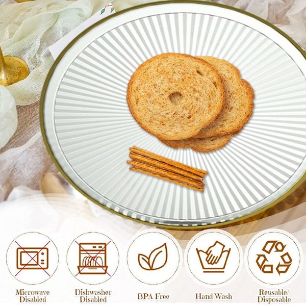 Sæt med 4 frugtfade, dessertfade, brødflade, bryllupsfade, gennemsigtige