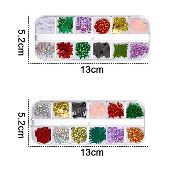 Farverige Sequin Neglekunst Tynde Glitter Sequin Stickers Stil 1 KLB