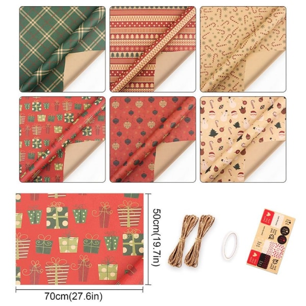 1 set of Christmas wrapping paper, folded paper, measuring 50 x 70 cm