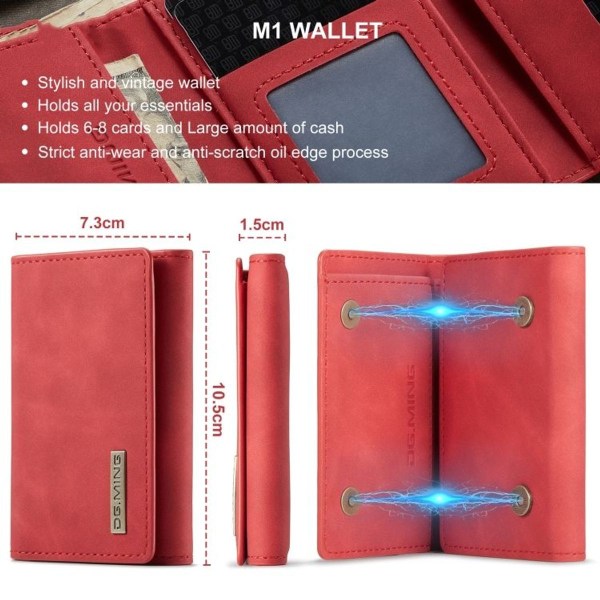 M1 Series Magnetic Tri-Fold plånbok (röd)