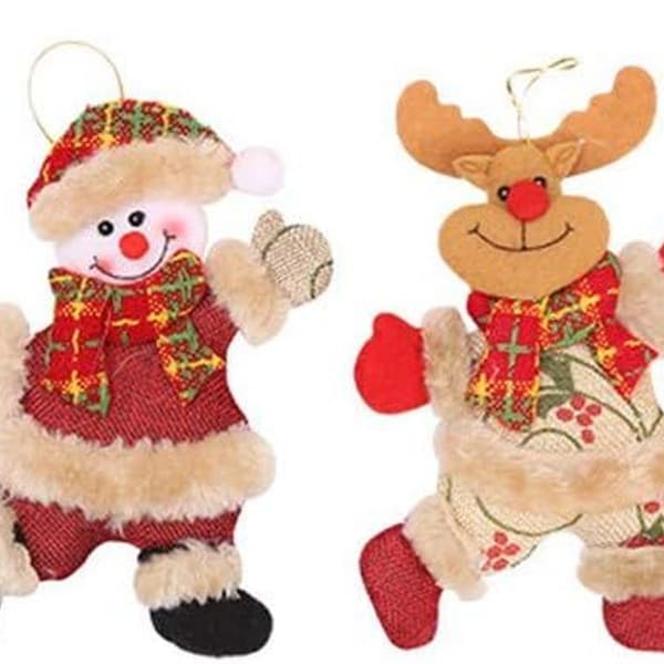 Julgranshängande docka, tomte, snögubbe, älg KLB