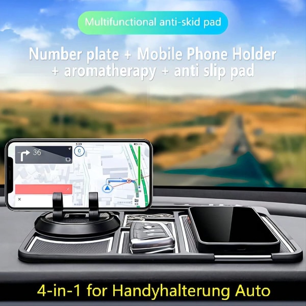 Mobiltelefonholder bil til 4-i-1, anti-skrid mat bil mobiltelefon, med 360 grader