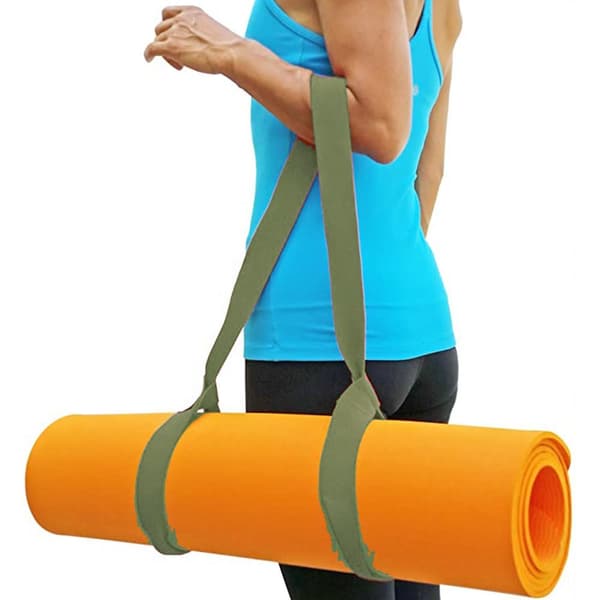 Yogamattbälte i bomull, justerbart yogamattbälte, armégrön