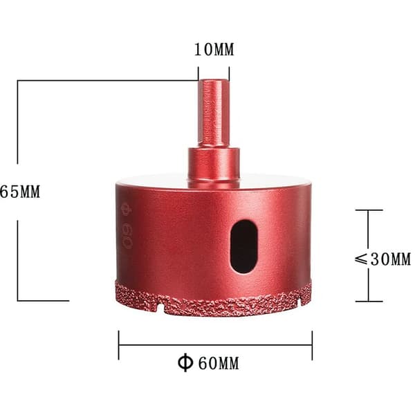 Diamantborrkrona, prestandahålsskärare för glas/kakel/granit/marmor (60 mm) KLB