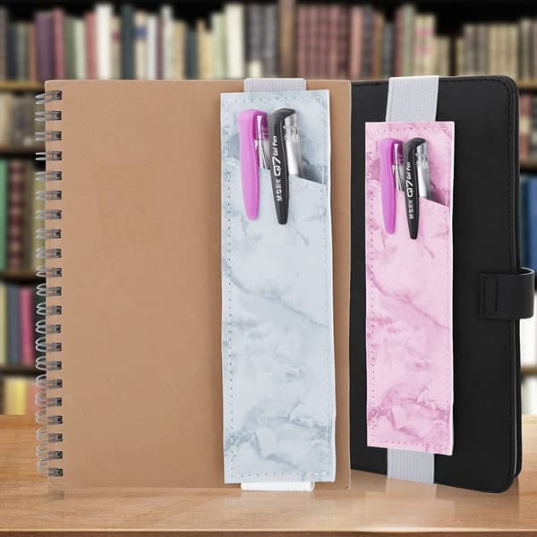 2 stk. Penholder Penetui Læder Tilbehør Elastisk Rosa