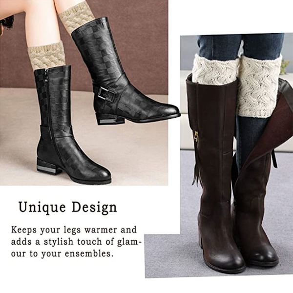 Par med dam vinter varma stövlettsockor beige + vit + ljusgrå + svart KLB