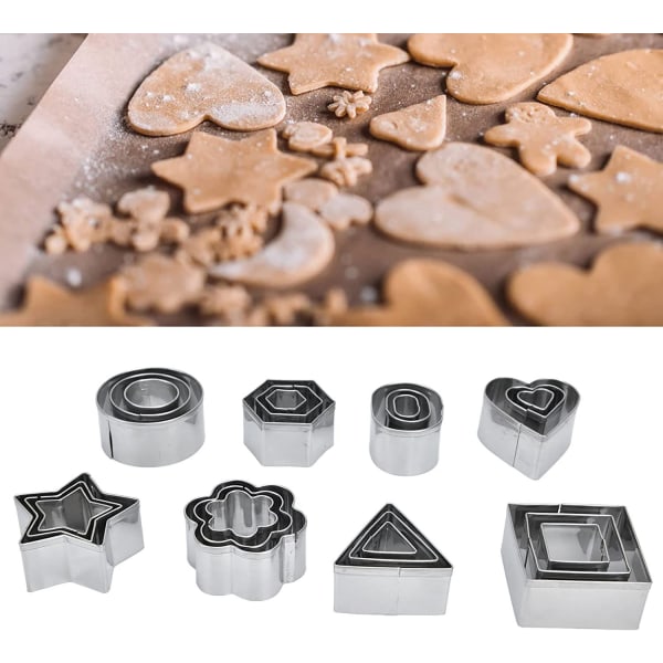 Blækspruttespil Koreansk sukkerslikfremstillingsværktøjssæt 24 stykker Forskellige former Forskellige størrelser Hexagon rustfrit stål kageform