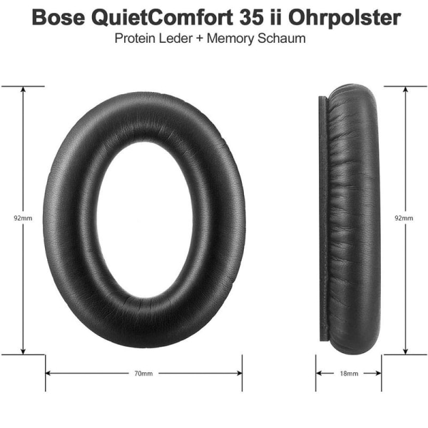Öronkuddar för Bose QuietComfort 35 ii, ersättningskuddar av premiumkvalitet för Bose